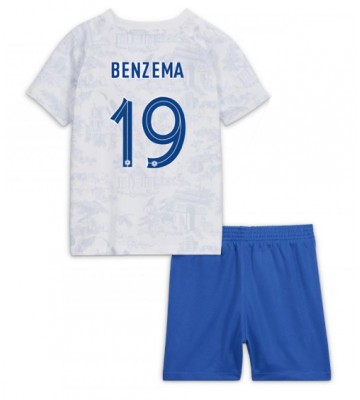 France Karim Benzema #19 Replica Away Stadium Kit for Kids World Cup 2022 Short Sleeve (+ pants)